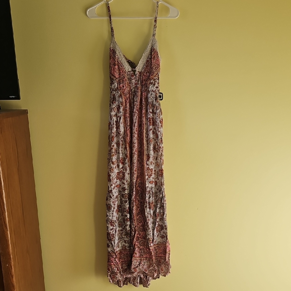 Angie Floral Paisley Maxi Dress in Pink and Cream